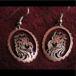 Copper horse earrings